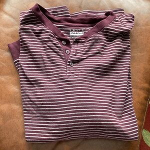 Basic Editions Burgundy Striped Henley